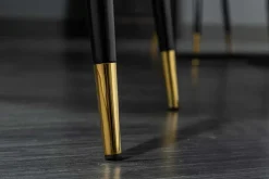 Design Stuhl PARIS greige Samt mit Armlehnen Ziersteppung goldene Fußkappen