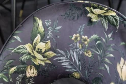 Design Stuhl PRÊT-À-PORTER grau Samt florales Muster und goldene Fußkappen