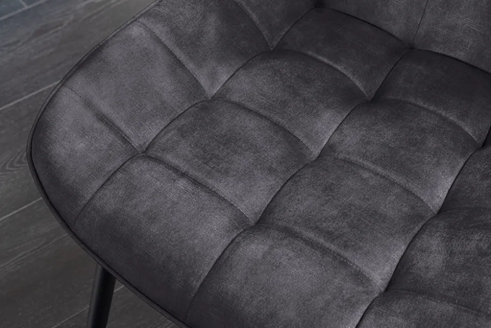 Design Stuhl ROADSTAR grau Samt schwarze Metallbeine