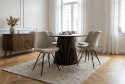 Design Stuhl SCANDINAVIA MEISTERSTÜCK beige grau Chenille schwarz Metallgestell