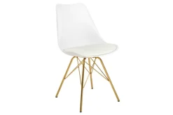 Design Stuhl SCANDINAVIA MEISTERSTÜCK weiß goldene Beine