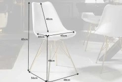 Design Stuhl SCANDINAVIA MEISTERSTÜCK weiß goldene Beine