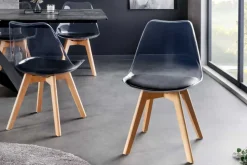 Design Stuhl SCANDINAVIA MEISTERSTÜCK transparent schwarz Kunststoff Buchenholz natur