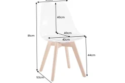 Design Stuhl SCANDINAVIA MEISTERSTÜCK transparent schwarz Kunststoff Buchenholz natur