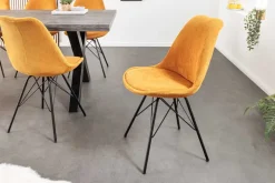 Design Stuhl SCANDINAVIA MEISTERSTÜCK senfgelb Cord schwarze Metallbeine
