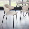 Design Stuhl VOGUE greige Bouclé schwarze Metallbeine
