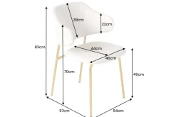Design Stuhl VOGUE weiß Bouclé goldene Metallbeine