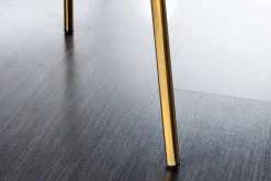 Design Stuhl VOGUE weiß Bouclé goldene Metallbeine