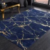 Design Teppich MARBLE 240x160cm königsblau gold Marmor-Optik Flachgewebe