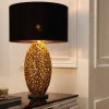 Design Tischlampe ABSTRACT LEAF gold Metall schwarz Marmorfuß handmade