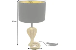 Design Tischlampe COBRA 65cm gold Schlangen Skulptur schwarzer Stoffschirm