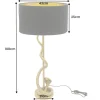 Design Tischlampe COBRA 110cm gold Schlangen Skulptur schwarzer Stoffschirm