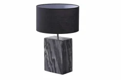 Design Tischlampe NOBLE 55cm schwarz Marmorfuß Stoffschirm