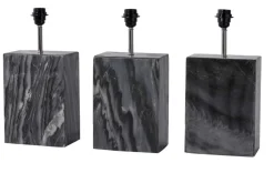 Design Tischlampe NOBLE 55cm schwarz Marmorfuß Stoffschirm