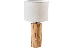 Design Tischlampe ROOTS 60cm Treibholz Leinenschirm beige handmade