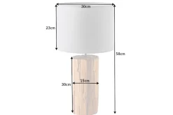 Design Tischlampe ROOTS 60cm Treibholz Leinenschirm grau handmade