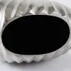 Design Tischlampe SHELL 60cm silber schwarz Metall Stoffschirm maritim