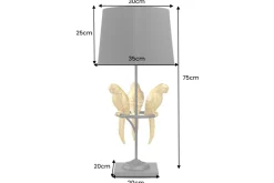 Design Tischlampe WILDLIFE 75cm schwarz gold rund Papagei Skulpturen mit Marmor-Fuß