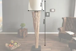 Design Treibholz Stehlampe EUPHORIA 180cm natur mit Leinenschirm