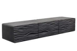 Design TV-Board WAVE 160cm schwarz Mangoholz mit 3D Schnitzereien hängend