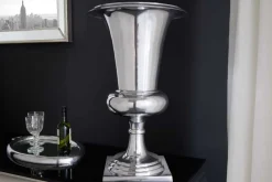 Design Vase GOAL 75cm silber Pflanzen Pokal Aluminium