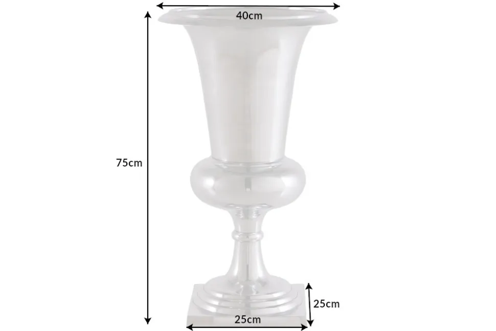 Design Vase GOAL 75cm silber Pflanzen Pokal Aluminium