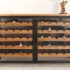 Design Weinboard BODEGA 130cm natur schwarz Tannenholz Metall Flaschenregal
