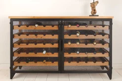 Design Weinboard BODEGA 130cm natur schwarz Tannenholz Metall Flaschenregal