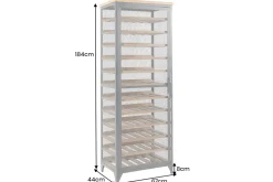 Design Weinschrank BODEGA 185cm natur schwarz Tannenholz Metall Flaschenregal
