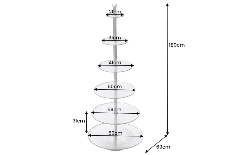 Design XXL Etagere ABSTRACT 180cm silber Metall mit sechs Etagen handmade