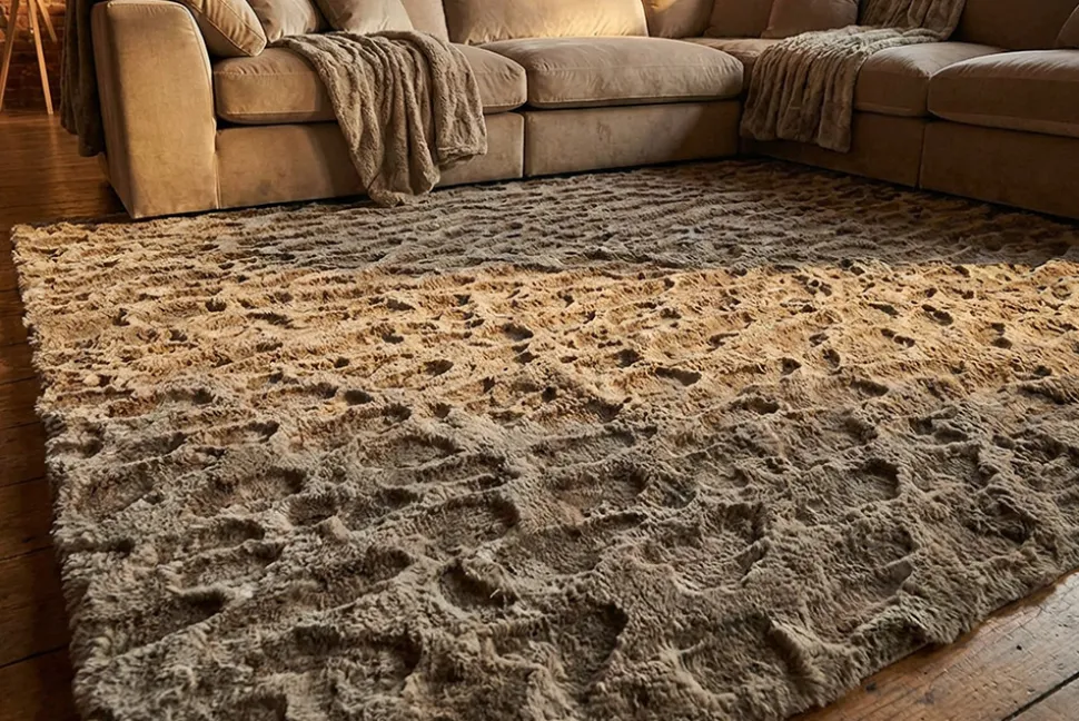 3D Hochflor Teppich DUNE 230x160cm taupe Hoch-Tief-Effekt
