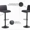 Drehbarer Barhocker PORTLAND vintage grau Microfaser Barstuhl mit Lehne höhenverstellbar