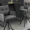 Drehbarer Design Barhocker BIG GEORGE anthrazit Samt Taschenfederkern mit Armlehnen