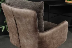 Drehbarer Design Barhocker BIG GEORGE taupe Samt Taschenfederkern mit Armlehnen Metall