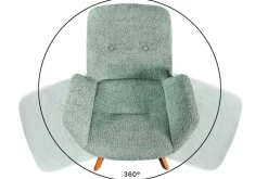Drehbarer Design Stuhl BALTIC mint Bouclé natur Eiche Massivholz-Beine mit Armlehne