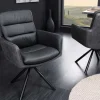 Drehbarer Design Stuhl BIG GEORGE schwarz anthrazit Echtleder Microfaser mit Armlehnen