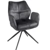 Drehbarer Design Stuhl CONCORD dunkelgrau Samt Taschenfederkern Metallgestell schwarz