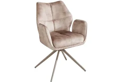 Drehbarer Design Stuhl CONCORD champagner greige Samt Taschenfederkern Metallgestell greige