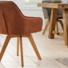 Drehbarer Design Stuhl LIVORNO vintage braun Buchenholz Beine mit Armlehnen