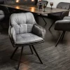 Drehbarer Design Stuhl MR. LOUNGER anthrazit grau Microfaser Flachgewebe mit Armlehne