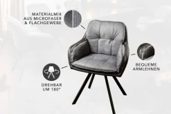 Drehbarer Design Stuhl MR. LOUNGER anthrazit grau Microfaser Flachgewebe mit Armlehne