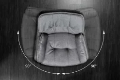 Drehbarer Design Stuhl MR. LOUNGER anthrazit grau Microfaser Flachgewebe mit Armlehne
