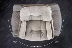 Drehbarer Design Stuhl MR. LOUNGER vintage taupe Microfaser mit Armlehne