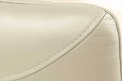 Drehbarer Design Stuhl SIGNATURE beige Echtleder 360° Taschenfederkern schwarz Metall