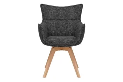 Drehbarer Design Stuhl VOGUE anthrazit natur Strukturstoff Eichenholz 360° mit Armlehne