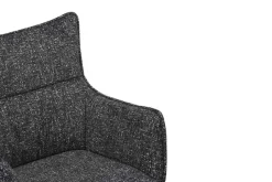 Drehbarer Design Stuhl VOGUE anthrazit natur Strukturstoff Eichenholz 360° mit Armlehne