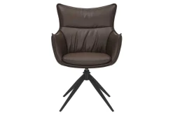 Drehbarer Design Stuhl VOGUE brandy braun Kunstleder schwarz Metall 360° mit Armlehne