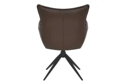 Drehbarer Design Stuhl VOGUE brandy braun Kunstleder schwarz Metall 360° mit Armlehne