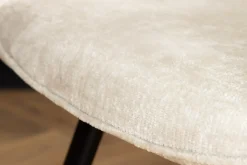 Drehbarer Retro Stuhl AVIGNON beige Chenille schwarze Metallbeine