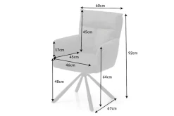 Drehbarer Retro Stuhl BIG GEORGE grau mit Armlehnen und Taschenfederkernpolsterung